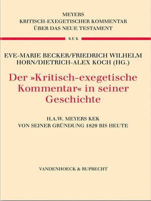 cover image of Der »Kritisch-exegetische Kommentar« in seiner Geschichte
